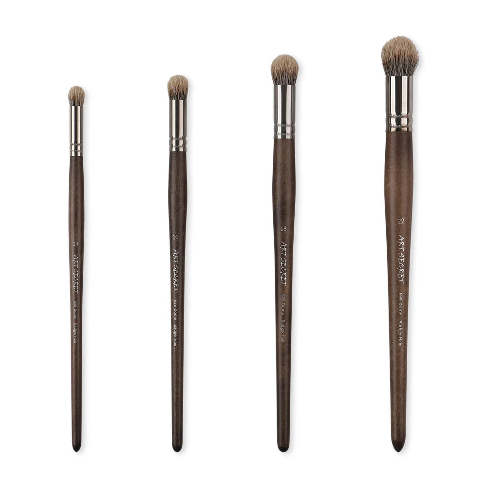 Ensemble de 4 Pinceaux en Dôme – Poils de Blaireau Naturel