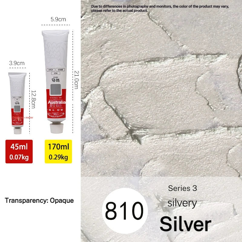 Tube de pigments pour peinture à l'huile, 45 ml/170 ml, peinture acrylique
