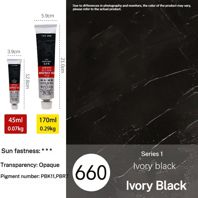 Tube de pigments pour peinture à l'huile, 45 ml/170 ml, peinture acrylique