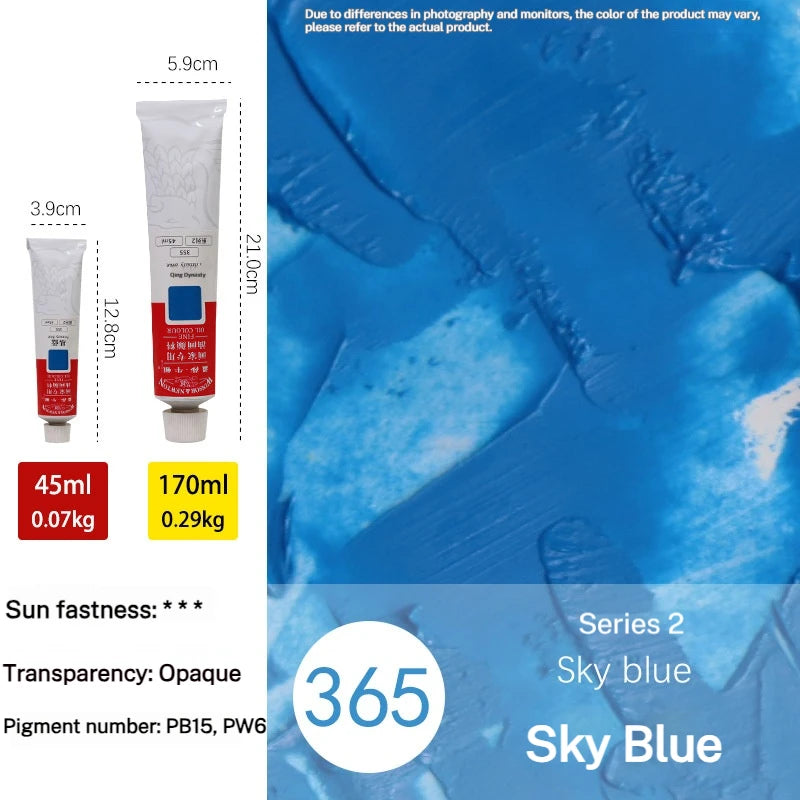 Tube de pigments pour peinture à l'huile, 45 ml/170 ml, peinture acrylique