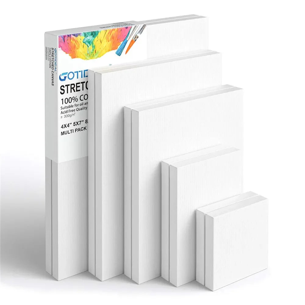 Lot de 5 Panneaux de Toile en Coton Blanc