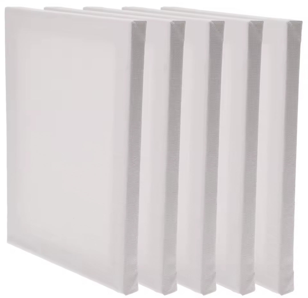 Lot de 5 Panneaux de Toile en Coton Blanc