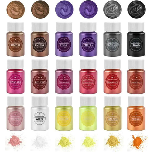 Poudre de Perles de Mica Naturel Miroir – 24 Couleurs Nacrées (10g)