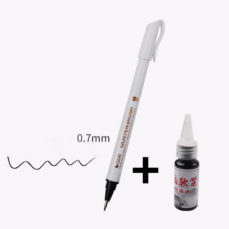 Stylo de Calligraphie Étanche à Pointe Souple Noir