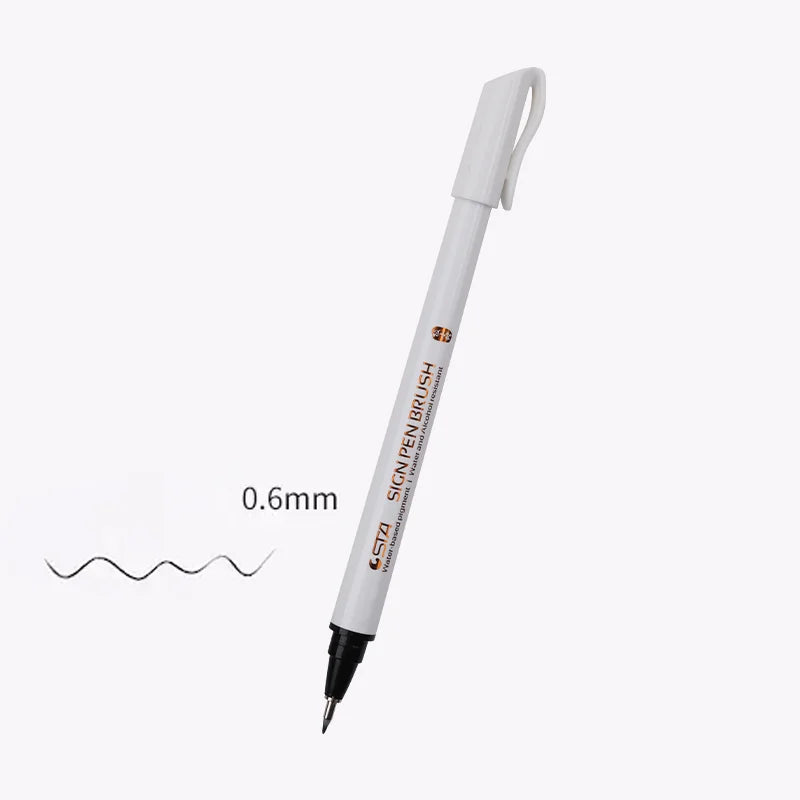 Stylo de Calligraphie Étanche à Pointe Souple Noir