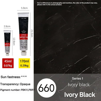 Tube de pigments pour peinture à l'huile, 45 ml/170 ml, peinture acrylique