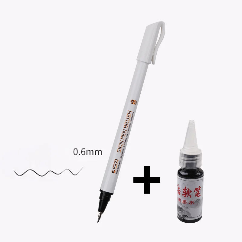 Stylo de Calligraphie Étanche à Pointe Souple Noir