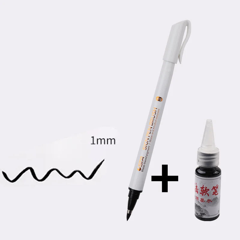 Stylo de Calligraphie Étanche à Pointe Souple Noir