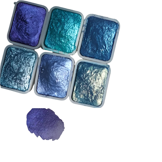 Mini Ensemble d’Aquarelles Métalliques Solides – 6 Couleurs